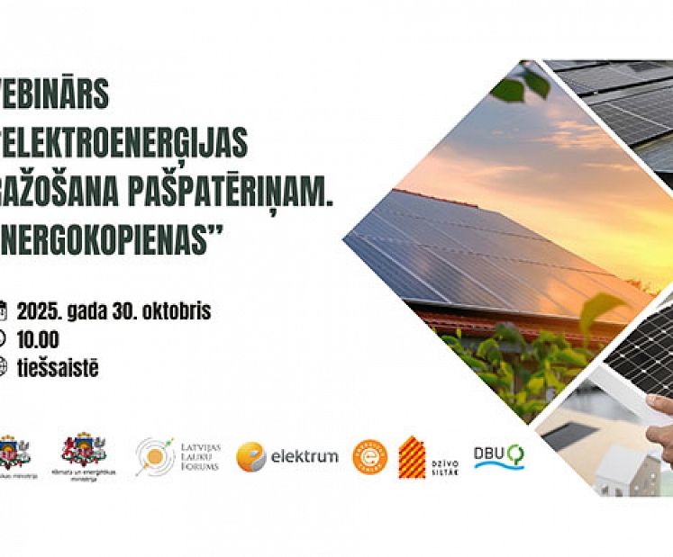 Aicina uz vebināru par elektroenerģijas ražošanu energokopienu pašpatēriņam
