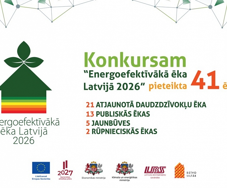 Konkursā “Energoefektīvākā ēka Latvijā 2026” pieteikta 41 ēka