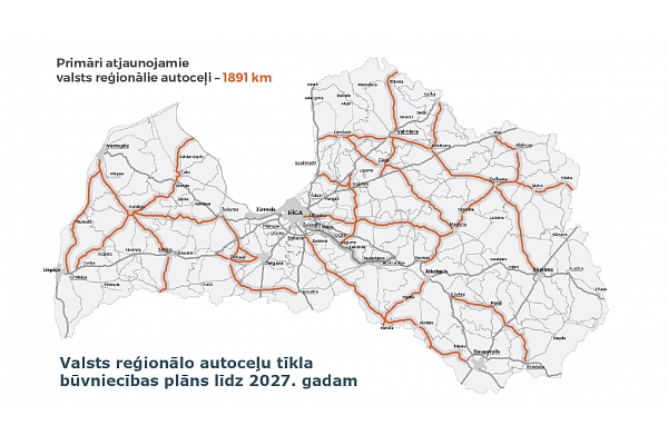 Autoceļu padome apstiprina Reģionālo autoceļu būvniecības plānu līdz 2027. gadam