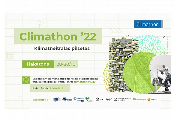 No 28. līdz 30. oktobrim notiks hakatons "Climathon'22: klimatneitrālas pilsētas"