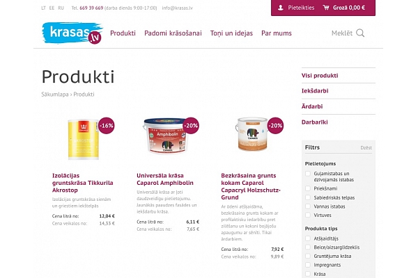 Pirmais pilnvērtīgais krāsu interneta veikals Baltijā – Krasas.lv