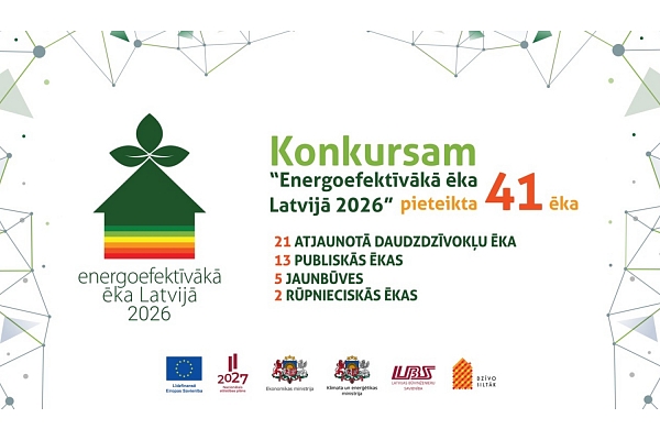 Konkursā “Energoefektīvākā ēka Latvijā 2026” pieteikta 41 ēka