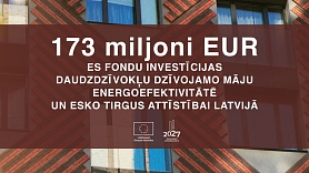 EM: Daudzdzīvokļu ēku atjaunošanai būs pieejami 173 miljoni eiro