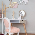 ALANDEKO children&#39;s room furniture, wooden children&#39;s furniture, jewelry holder, table mirror, clothes stand