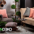 ALANDEKO rocker stand metal magazine table flower pots club chairs set of coffee mugs velvet pillow