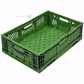 Зеленая складная пластиковая коробка 600x400x180мм