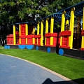 Artificial grass in the playground