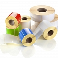 Printing black and white or color labels on rolls in large quantities