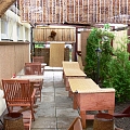 Sauna with outdoor terrace and bar