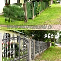 Metal fence before after