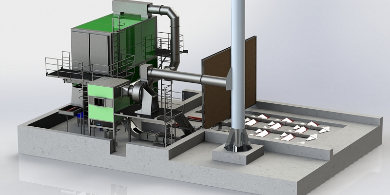 Industrial heating boilers: woodchips, wood, pellet; green thermal energy