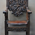 Solid walnut chair with leather seat - restored