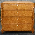 Flaming birch chest of drawers - restored