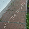 Dirty pavement. "Spiediens" provides cleaning services of curbs, asphalt, metal constructions