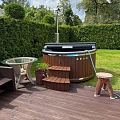 Hot tub with integrated oven and granite top made in Latvia