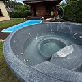 Hot tub with integrated oven and granite top made in Latvia