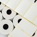 Black and white labels in rolls
