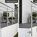 Terrace railing projects, light railings, easy assembly with rods, stainless steel