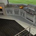 Terrace kitchen with fireplace